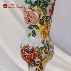 Lọ Hoa Vẽ Tay Cành Hồng
