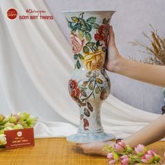 Lọ Hoa Vẽ Tay Cành Hồng