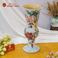 Lọ Hoa Vẽ Tay Cành Hồng