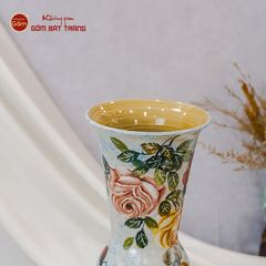 Lọ Hoa Vẽ Tay Cành Hồng
