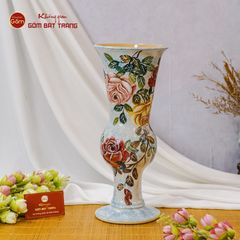 Lọ Hoa Vẽ Tay Cành Hồng