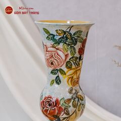 Lọ Hoa Vẽ Tay Cành Hồng