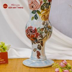 Lọ Hoa Vẽ Tay Cành Hồng