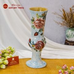 Lọ Hoa Vẽ Tay Hoa Hồng Cổ Loa