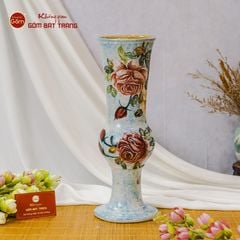Lọ Hoa Vẽ Tay Hoa Hồng Cổ Loa