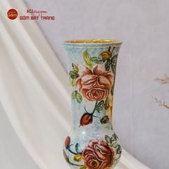 Lọ Hoa Vẽ Tay Hoa Hồng Cổ Loa
