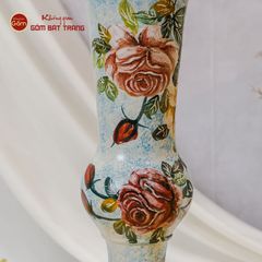 Lọ Hoa Vẽ Tay Hoa Hồng Cổ Loa