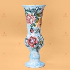 Lọ Hoa Vẽ Tay Hoa Hồng Đỏ Cổ Loe