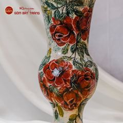 Lọ Hoa Vẽ Tay Hoa Hồng Đỏ