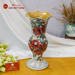 Lọ Hoa Vẽ Tay Hoa Hồng Đỏ