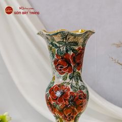 Lọ Hoa Vẽ Tay Hoa Hồng Đỏ