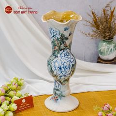 Lọ Hoa Vẽ Tay Hoa Hồng Xanh