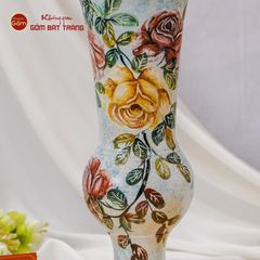 Lọ Hoa Vẽ Tay Hoa Hồng