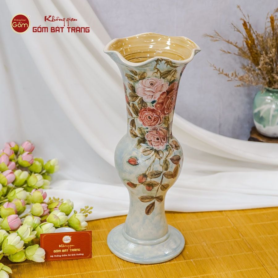 Lọ Hoa Vẽ Tay Hoa Mẫu Đơn