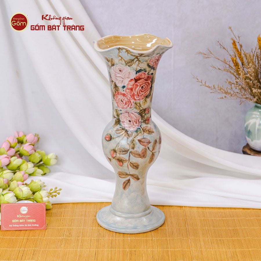 Lọ Hoa Vẽ Tay Hoa Mẫu Đơn