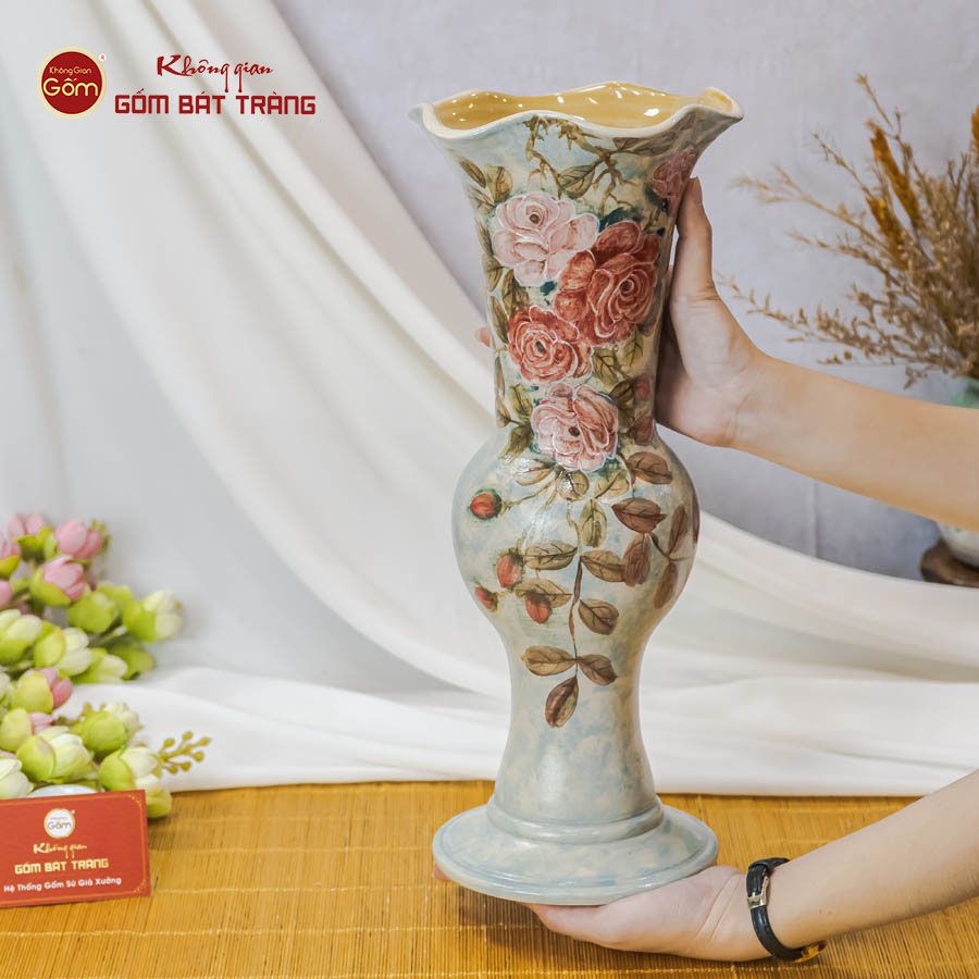 Lọ Hoa Vẽ Tay Hoa Mẫu Đơn