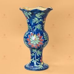 Lọ Hoa Vẽ Tay Hoa Men Xanh