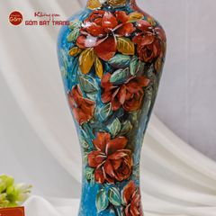 Lọ Hoa Vẽ Tay Hoa Sứ Đỏ