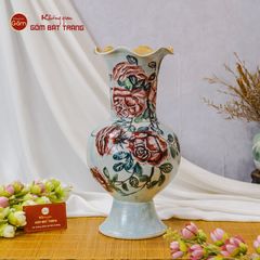 Lọ Hoa Vẽ Tay Hồng Đỏ