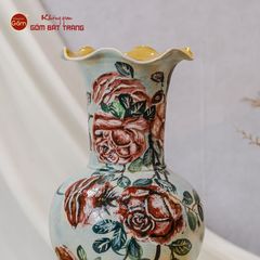 Lọ Hoa Vẽ Tay Hồng Đỏ