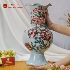 Lọ Hoa Vẽ Tay Hồng Đỏ