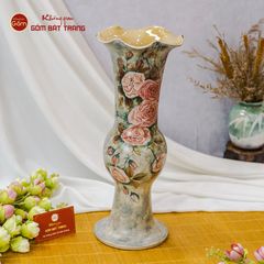 Lọ Hoa Vẽ Tay Hoa Hồng Phấn