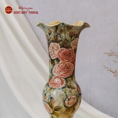 Lọ Hoa Vẽ Tay Hoa Hồng Phấn