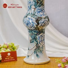 Lọ Hoa Vẽ Tay Hồng Xanh