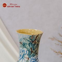 Lọ Hoa Vẽ Tay Hồng Xanh