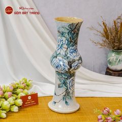 Lọ Hoa Vẽ Tay Hồng Xanh