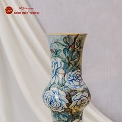 Lọ Hoa Vẽ Tay Hồng Xanh