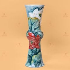 Lọ Hoa Vẽ Tay Sen Đỏ