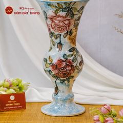Lọ Hoa Vẽ Tay Mẫu Đơn Đỏ