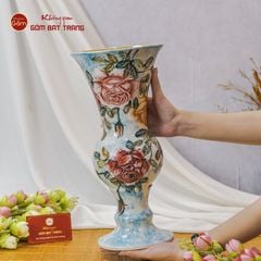 Lọ Hoa Vẽ Tay Mẫu Đơn Đỏ