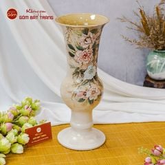 Lọ Hoa Vẽ Tay Mẫu Đơn Hồng