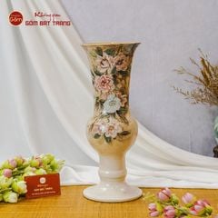 Lọ Hoa Vẽ Tay Mẫu Đơn Hồng