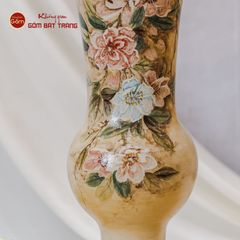Lọ Hoa Vẽ Tay Mẫu Đơn Hồng