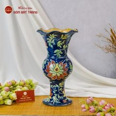 Lọ Hoa Vẽ Tay Hoa Men Xanh
