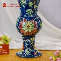 Lọ Hoa Vẽ Tay Hoa Men Xanh