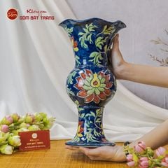 Lọ Hoa Vẽ Tay Hoa Men Xanh