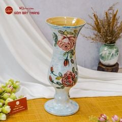 Lọ Hoa Vẽ Tay Nhành Hồng