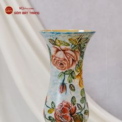 Lọ Hoa Vẽ Tay Nhành Hồng