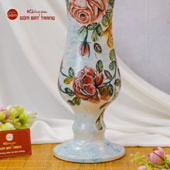 Lọ Hoa Vẽ Tay Nhành Hồng