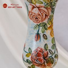 Lọ Hoa Vẽ Tay Nhành Hồng