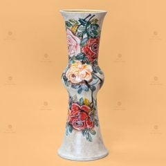 Lọ Hoa Vẽ Tay Ống Hồng Vàng