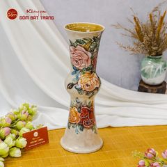 Lọ Hoa Vẽ Tay Ống Hồng Vàng