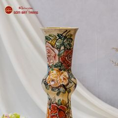 Lọ Hoa Vẽ Tay Ống Hồng Vàng