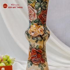 Lọ Hoa Vẽ Tay Ống Hồng Vàng