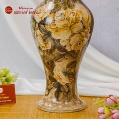Lọ Hoa Vẽ Tay Phù Dung Vàng
