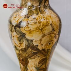 Lọ Hoa Vẽ Tay Phù Dung Vàng